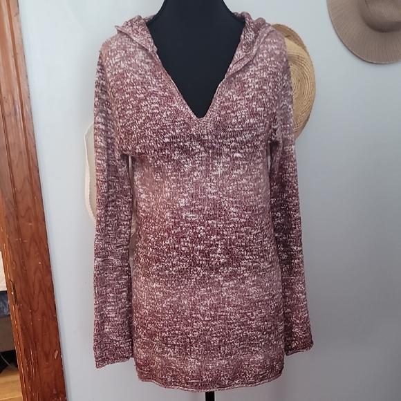 Prana Sweaters - PrAna Maroon/Brown Knit Sweater With Hood